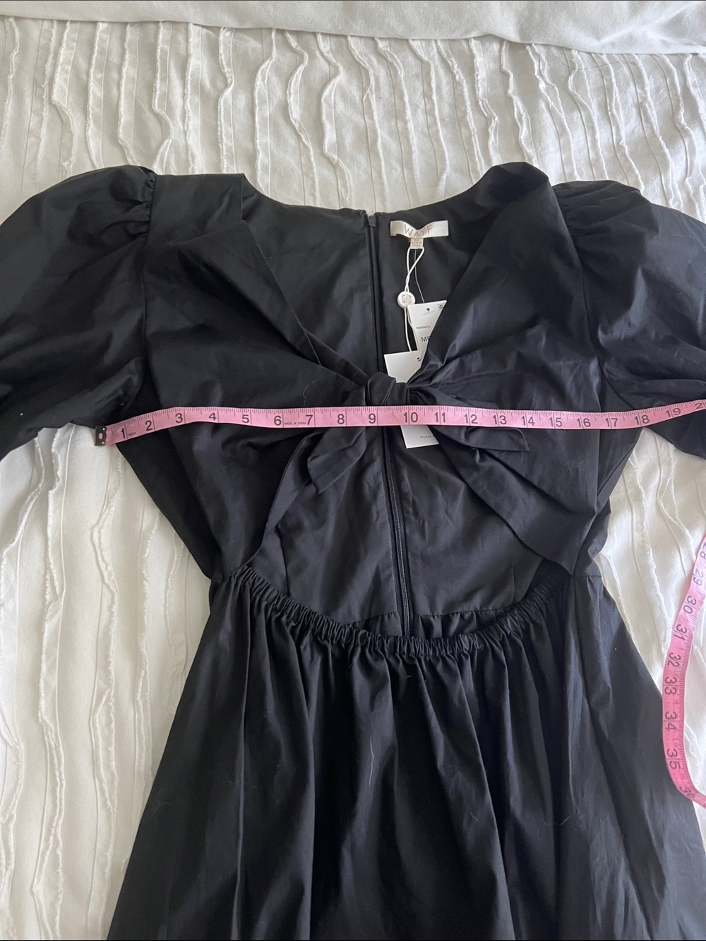 Wayf Puff Sleeve Dress with Front Tie and Cut Out - Picture 3 of 11